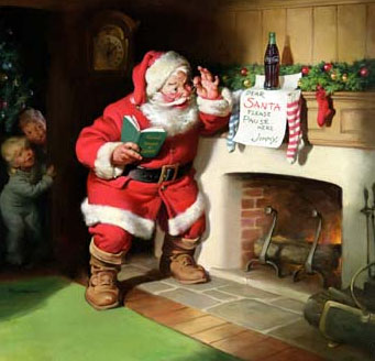 Święty Mikołaj przy kominku