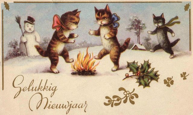 stara-kartka-noworoczna-koty