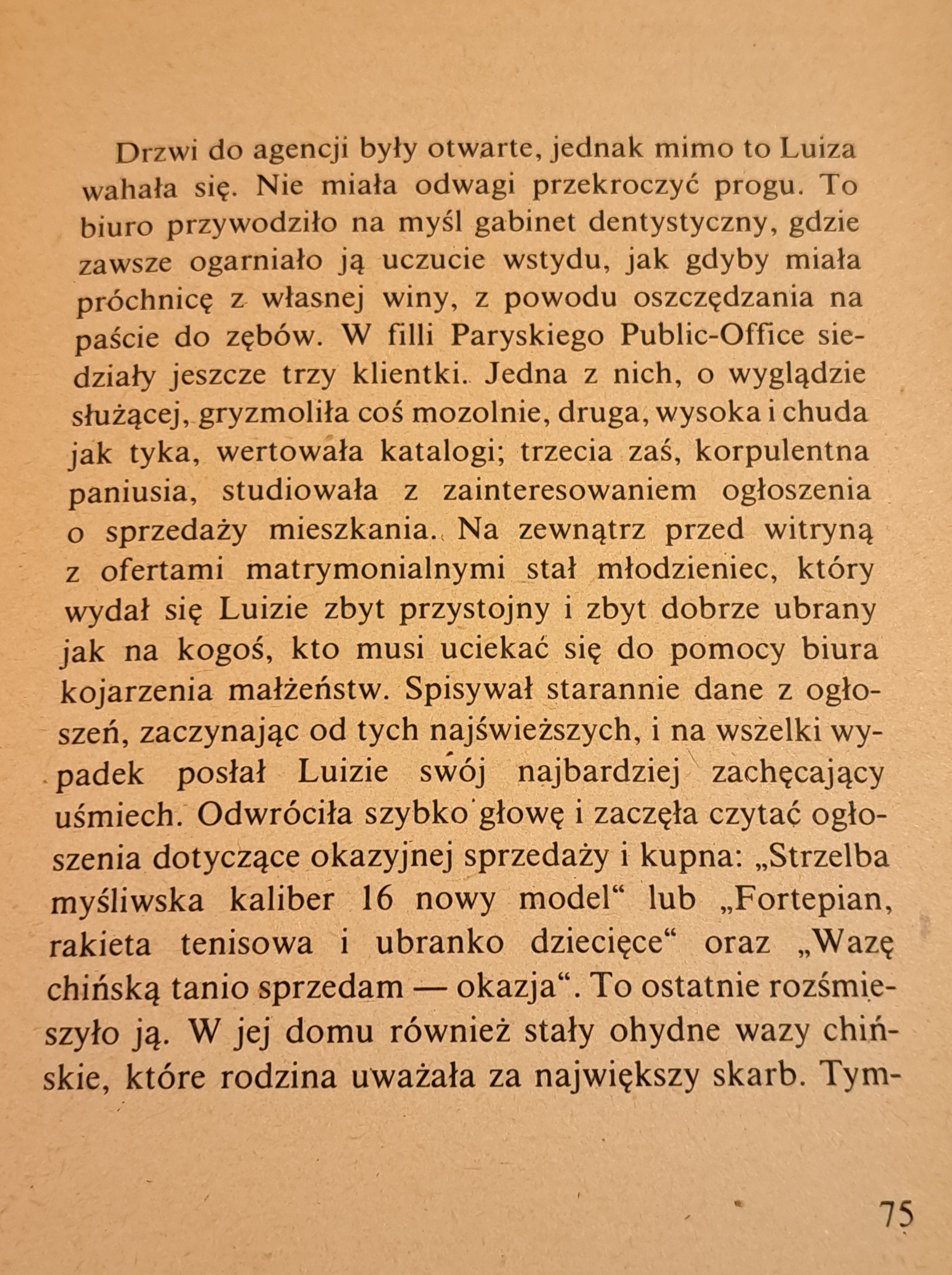 Hervé Bazin, początek opowiadania "Biuro matrymonialne", pierwsza strona